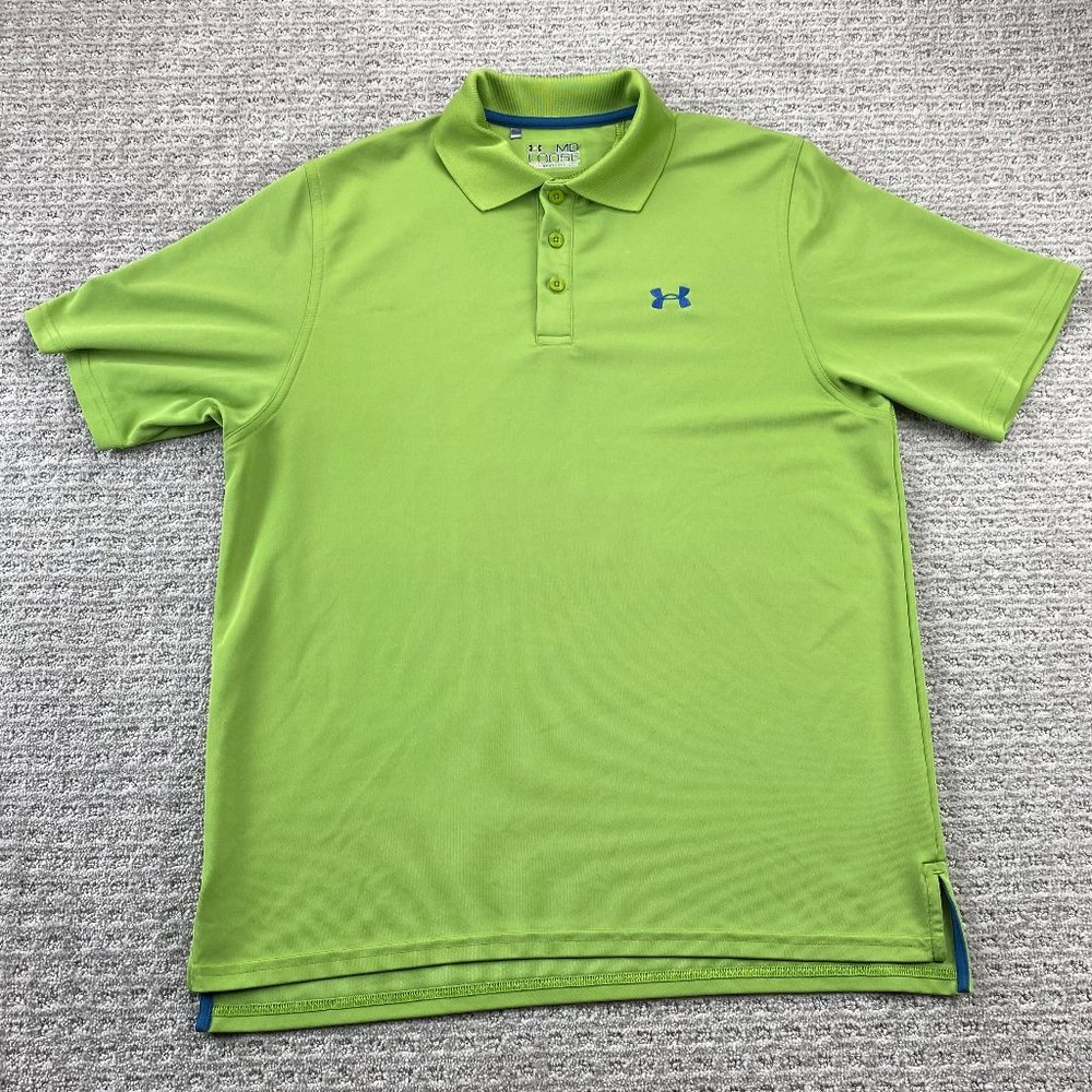 Under ARMOUR Golf Shirt Men Medium M Green Embroidered Logo - STAINS - READ